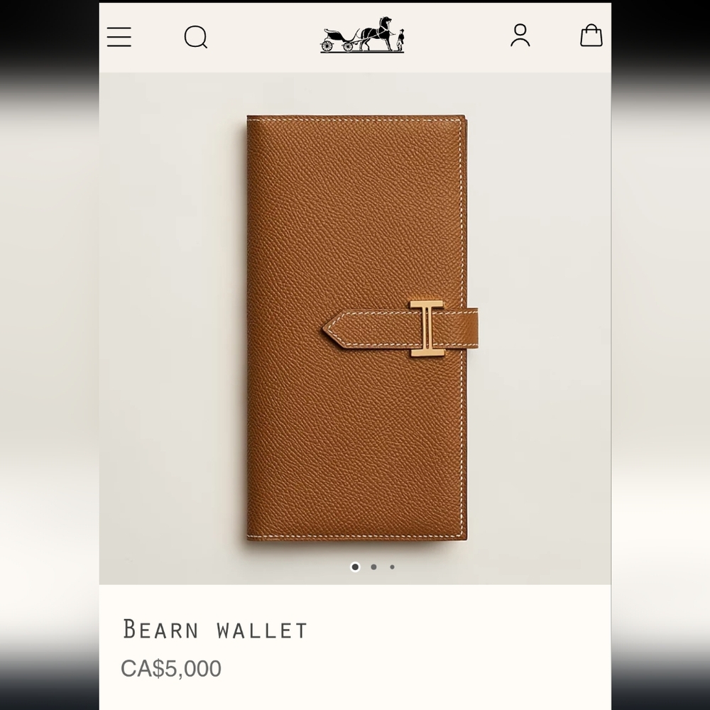 Authentic HERMES Bearn Soufflet Bifold Brown & Gold Iconic "H" Wallet Clutch Set - Picture 16 of 16